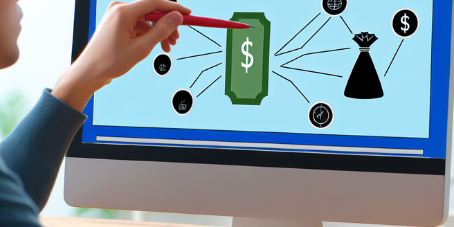 Person looking at a computer screen showing online sources of passive income